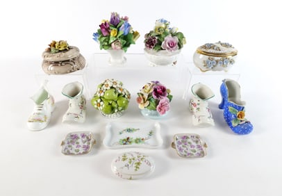 Group Lot of Decorative Boxes, Flowers, and Shoes