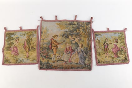 Group Lot of 3 French Wall Hanging Tapestry's