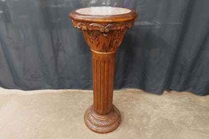 Carved Marble Top Pedestal/Plant Stand
