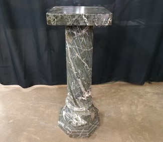 Hand Carved 3 Piece Marble Column Supported Pedestal