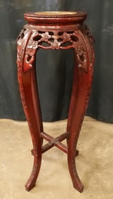 Oriental Carved Marble Top Plant Stand