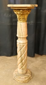 Carved Alabaster Pink Pedestal