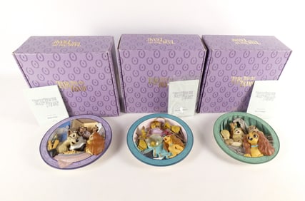 Lot of 3 Disney Lady and the Tramp 3D Collector Plates