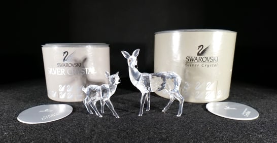 Lot of 2 Swarovski Crystal Deer Figurines