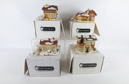 Lot of 4 Hummel Hawthorne Village Cottages