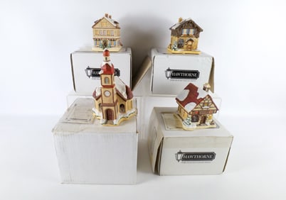 Lot of 4 Hummel Hawthorne Village Cottages