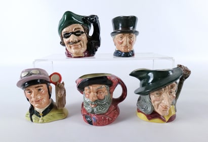 Lot of 5 Royal Doulton Small Character Jugs
