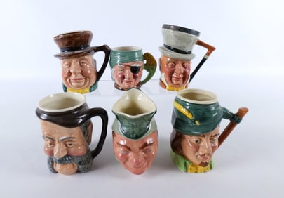Lot of 6 Landcaster Sandland Pottery Character Jugs