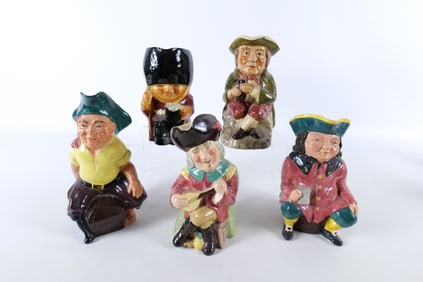 Lot of 5 Pottery Character Jugs
