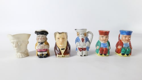 Lot of 6 Miniature Toby Mugs