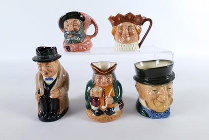 Lot of 5 Royal Doulton Small Size Character Jugs