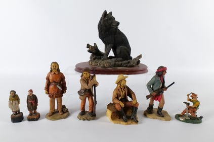 Group Lot of Wood and Resin Figurines