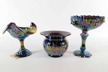 Lot of 3 Fenton Carnival Glass Items