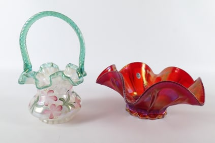 Lot of 2 Fenton Glass Items