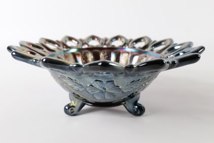 Northwood Amethyst Carnival Glass Footed Bowl