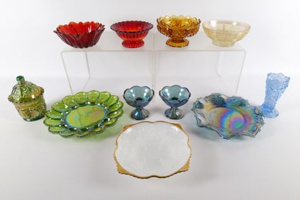 Group Lot of Colored and Carnival Glass