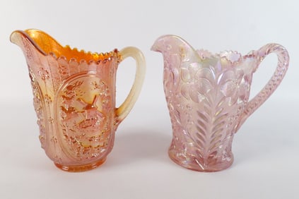 Lot of 2 Carnival Glass Pitchers