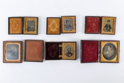 Group Lot of Tintype and Daguerreotype Photos in Victorian Frames