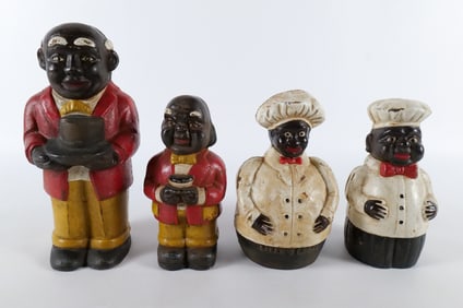 Lot of 4 Vintage Americana Cast Iron Banks