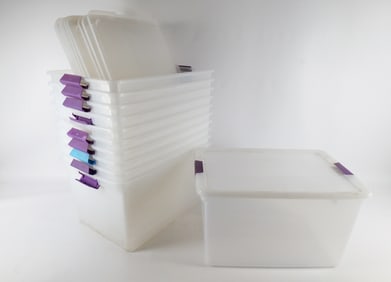 Lot of 11 Clear Storage Bins