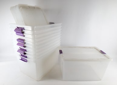 Lot of 11 Clear Storage Bins
