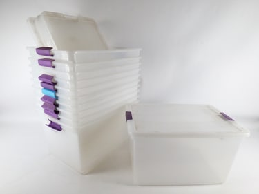 Lot of 11 Clear Storage Bins