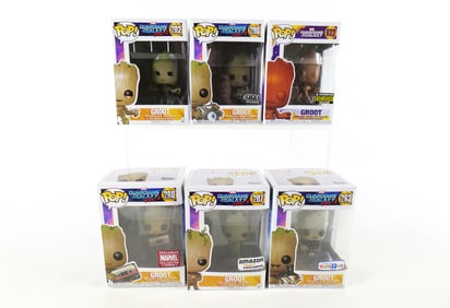 Lot of 6 Funko Marvel Guardians of the Galaxy Groot Pops