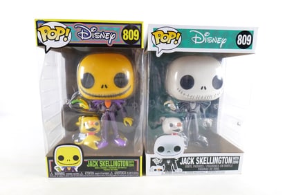 Lot of 2 Disney Funko Jack Skellington with Zero 10" Pops
