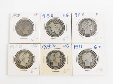 Group of Barber Half Dollars