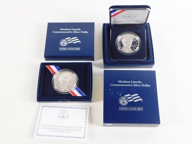 2 - 2009 Abraham Lincoln Commemorative Silver Dollars