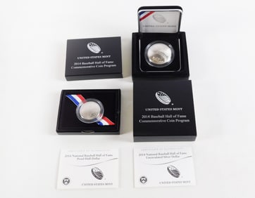 2 Baseball Hall of Fame Silver Coins