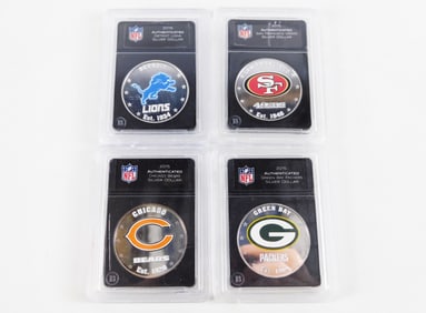 4 Bradford Exchange NFL Silver Dollars