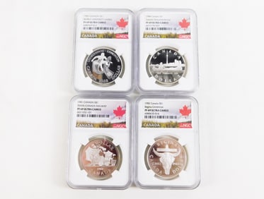 4 Canadian Commemorative Silver Dollars