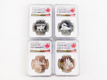 4 Canadian Commemorative Silver Dollars