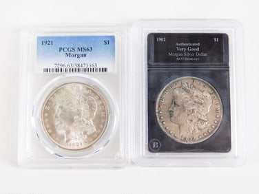 2 Morgan Silver Dollars