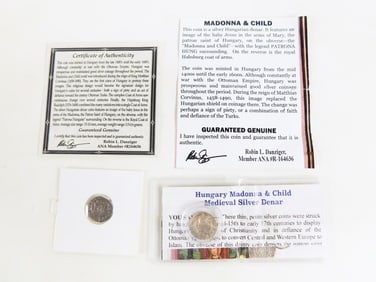2 Silver Hungarian Denar Coins