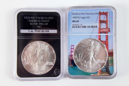 2 Silver Eagle $1