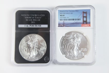 2 Silver Eagle $1