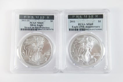 2 Silver Eagle $1