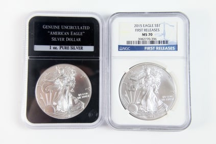 2 Silver Eagle $1