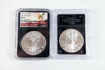 2 Silver Eagle $1