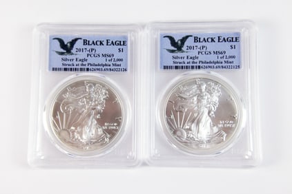 2 2017 P Black Eagle Silver Eagle $1