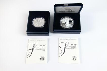 2 2020 Silver Eagle $1
