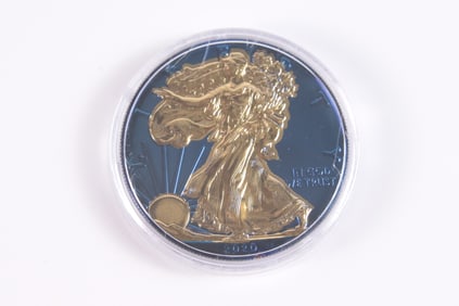2020 Blue and Gold Plated Silver Eagle $1