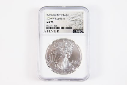 2020 W Burnished Silver Eagle $1
