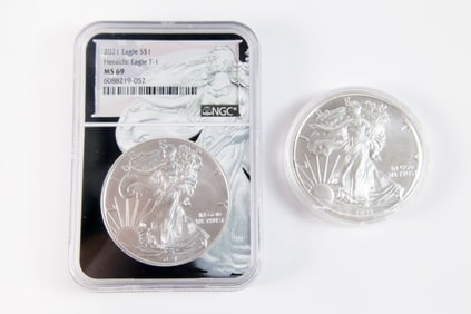 2 2021 Silver Eagle $1
