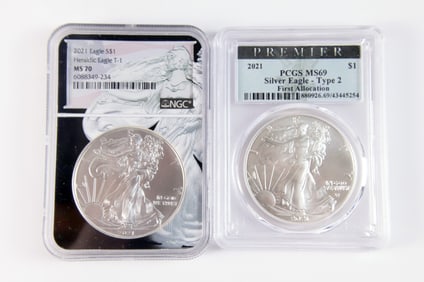 2 2021 Silver Eagle $1