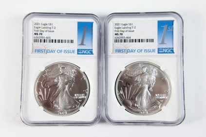 2 2021 Eagle Landing Silver Eagle $1