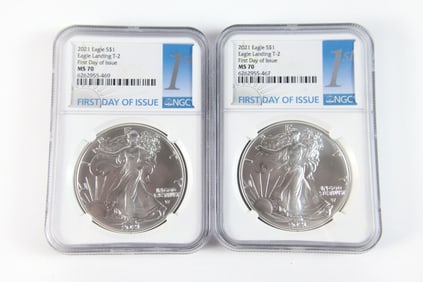 2 2021 Eagle Landing Silver Eagle $1