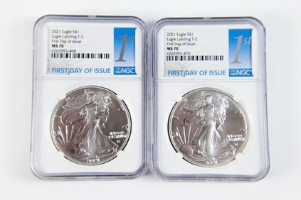 2 2021 Eagle Landing Silver Eagle $1